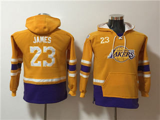 Los Angeles Lakers #23 Lebron James Youth Gold Hoodies