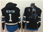 Carolina Panthers #1 Cam Newton Men's Black Hoodies