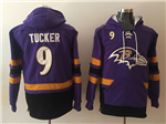 Baltimore Ravens #9 Justin Tucker Men's Purple Hoodies