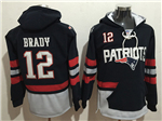 New England Patriots #12 Tom Brady Men's Black Hoodies