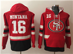 San Francisco 49ers #16 Joe Montana Men's Red Hoodies