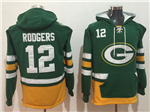 Green Bay Packers #12 Aaron Rodgers Men's Green Hoodies