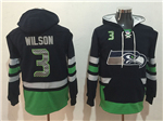 Seattle Seahawks #3 Russell Wilson Men's Black Hoodies