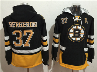 Boston Bruins #37 Patrice Bergeron Men's Black Hoodies