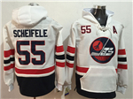 Winnipeg Jets #55 Mark Scheifele Men's White Heritage Hoodies