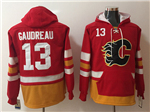 Calgary Flames #13 Johnny Gaudreau Men's Red Hoodies