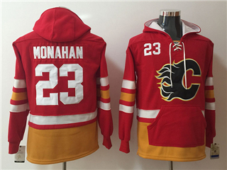 Calgary Flames #23 Sean Monahan Men's Red Hoodies