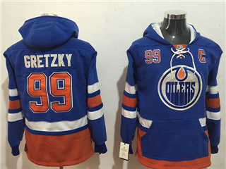 Edmonton Oilers #99 Wayne Gretzky Men's Royal Blue Hoodies