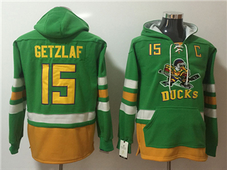 Anaheim Ducks #15 Ryan Getzlaf Men's Green Hoodies