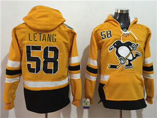 Pittsburgh Penguins #58 Kris Letang Men's Gold Hoodies