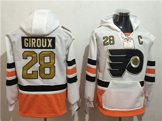 Philadelphia Flyers #28 Claude Giroux Men's White 50th Anniversary Hoodies