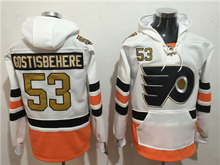 Philadelphia Flyers #53 Shayne Gostisbehere Men's White 50th Anniversary Hoodies