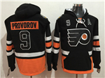 Philadelphia Flyers #9 Ivan Provorov Men's Black Hoodies