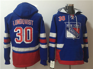 New York Rangers #30 Henrik Lundqvist Men's Blue Hoodies