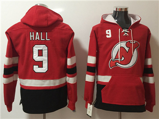 New Jersey Devils #9 Taylor Hall Men's Red Hoodies