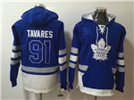 Toronto Maple Leafs #91 John Tavares Men's Blue Hoodies