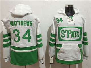 Toronto Maple Leafs #34 Auston Matthews Men's White 2019 St.Patrick's Day Hoodies