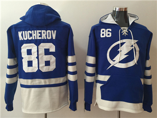 Tampa Bay Lightning #86 Nikita Kucherov Men's Blue Hoodies