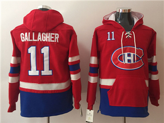 Montreal Canadiens #11 Brendan Gallagher Men's Red Hoodies