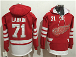 Detroit Red Wings #71 Dylan Larkin Men's Red Hoodies