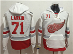 Detroit Red Wings #71 Dylan Larkin Men's White 100th Anniversary Hoodies