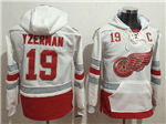 Detroit Red Wings #19 Steve Yzerman Men's White 100th Anniversary Hoodies