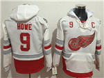 Detroit Red Wings #9 Gordie Howe Men's White 100th Anniversary Hoodies