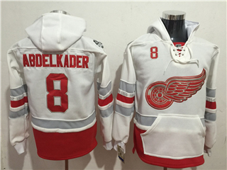 Detroit Red Wings #8 Justin Abdelkader Men's White 100th Anniversary Hoodies