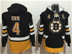 Boston Bruins #4 Bobby Orr Men's Black Hoodies