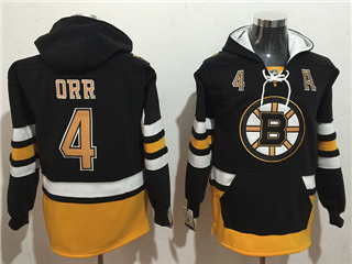Boston Bruins #4 Bobby Orr Men's Black Hoodies