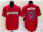 Dominican Republic Baseball #13 Manny Machado Red 2023 World Baseball Classic Jersey