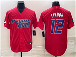 Puerto Rico Baseball #12 Francisco Lindor Red 2023 World Baseball Classic Jersey