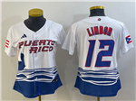 Puerto Rico Baseball #12 Francisco Lindor Women's White 2023 World Baseball Classic Jersey
