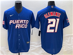 Puerto Rico Baseball #21 Roberto Clemente Blue 2023 World Baseball Classic Jersey