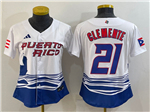Puerto Rico Baseball #21 Roberto Clemente Women's White 2023 World Baseball Classic Jersey