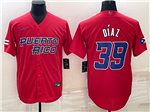 Puerto Rico Baseball #39 Edwin Diaz Red 2023 World Baseball Classic Jersey