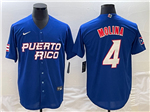 Puerto Rico Baseball #4 Yadier Molina Blue 2023 World Baseball Classic Jersey