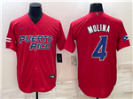 Puerto Rico Baseball #4 Yadier Molina Red 2023 World Baseball Classic Jersey