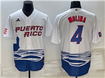 Puerto Rico Baseball #4 Yadier Molina White 2023 World Baseball Classic Jersey