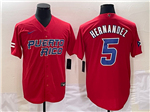 Puerto Rico Baseball #5 Enrique Hernandez Red 2023 World Baseball Classic Jersey