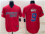 Puerto Rico Baseball #9 Javier Baez Red 2023 World Baseball Classic Jersey