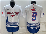 Puerto Rico Baseball #9 Javier Baez White 2023 World Baseball Classic Jersey