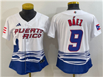 Puerto Rico Baseball #9 Javier Baez Women's White 2023 World Baseball Classic Jersey