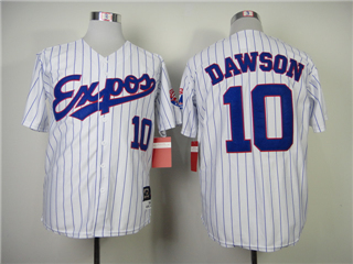 Montreal Expos #10 Andre Dawson White Pinstripe Throwback Jersey