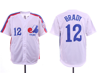 Montreal Expos #12 Tom Brady White Jersey
