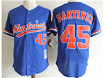 Montreal Expos #45 Pedro Martinez Blue Cooperstown Collection Mesh Batting Practice Jersey