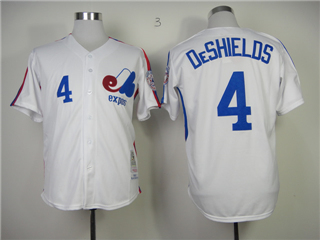 Montreal Expos #4 Delino DeShields White Throwback Jersey