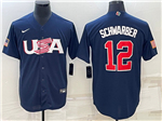 USA Baseball #12 Kyle Schwarber Navy 2023 World Baseball Classic Jersey