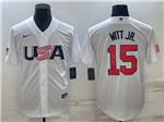 USA Baseball #15 Bobby Witt Jr. White 2023 World Baseball Classic Jersey