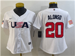 USA Baseball #20 Pete Alonso Women's White 2023 World Baseball Classic Jersey
